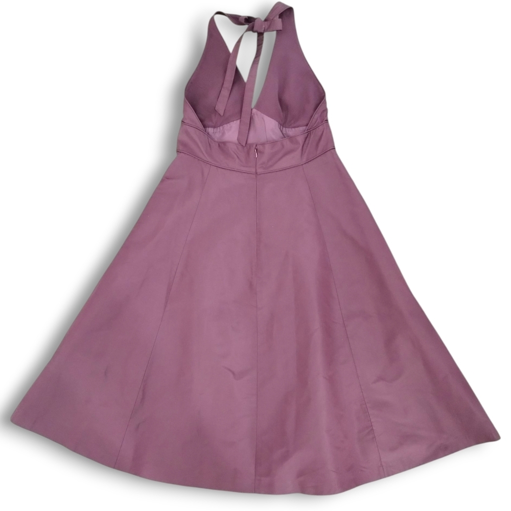 J.Crew 2006 100% Silk Halter Fit & Flare Midi Dress Purple Y2K 10 - Picture 3 of 9